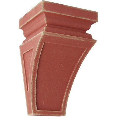 Ekena Millwork 5"W x 5 3/4"D x 10"H Medium Nevio Wood Vintage Decor Corbel, Salvage Red CORWD05X05X10NERD